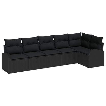 6-Delige Tuin Sofa Set Met Kussens Poly Rattan Zwart zonder tafel