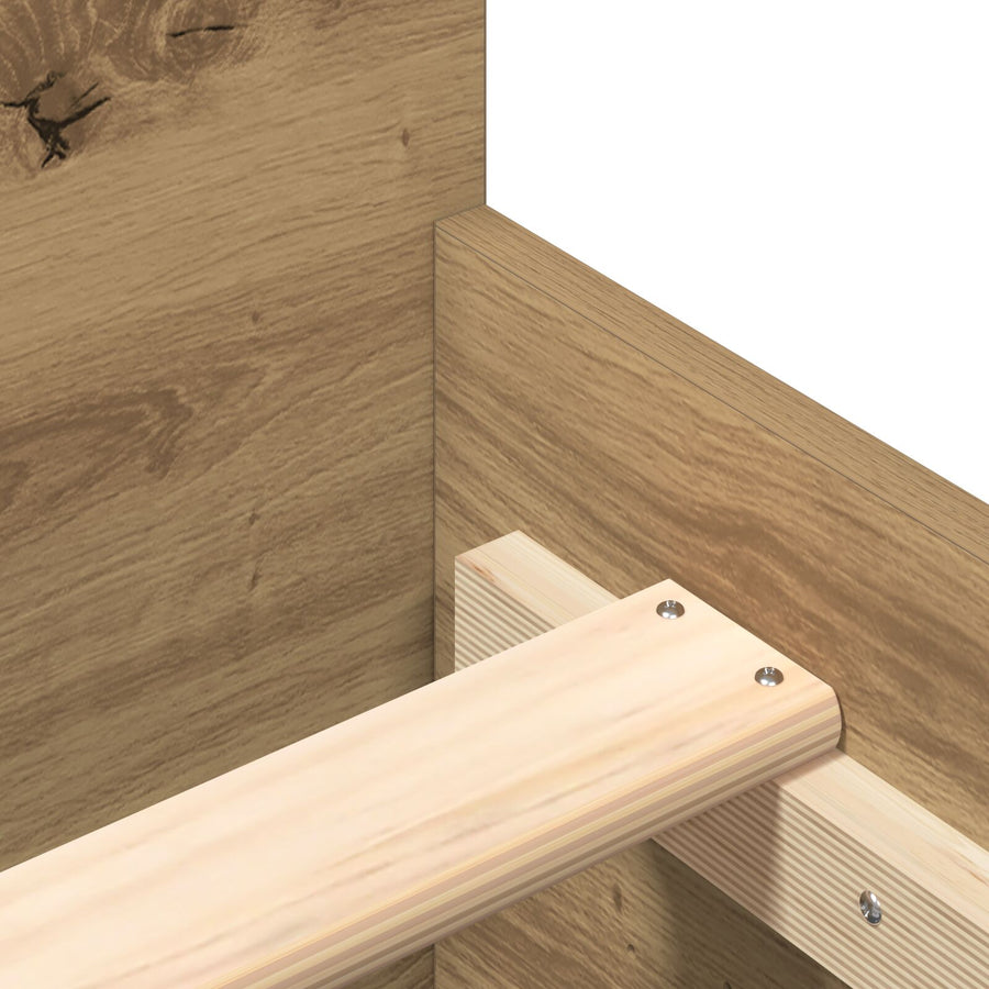 Bedframe Artisan Eiken 200X200 Cm Bewerkt Hout