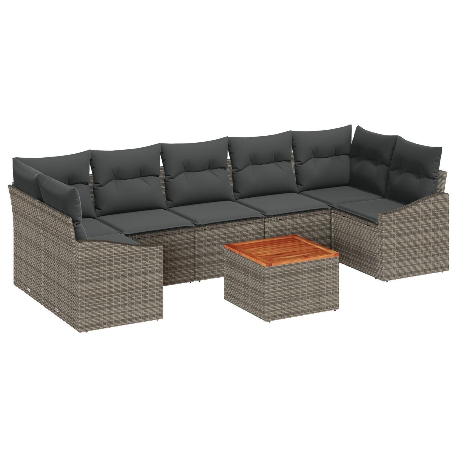 8 Delige Tuin Sofa Set Met Kussens Grijze Poly Rattan Acacia