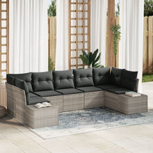 7-Delige Tuinbankset Met Kussens Lichtgrijs Poly Rattan