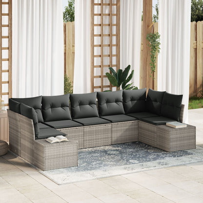 7-Delige Tuinbankset Met Kussens Lichtgrijs Poly Rattan