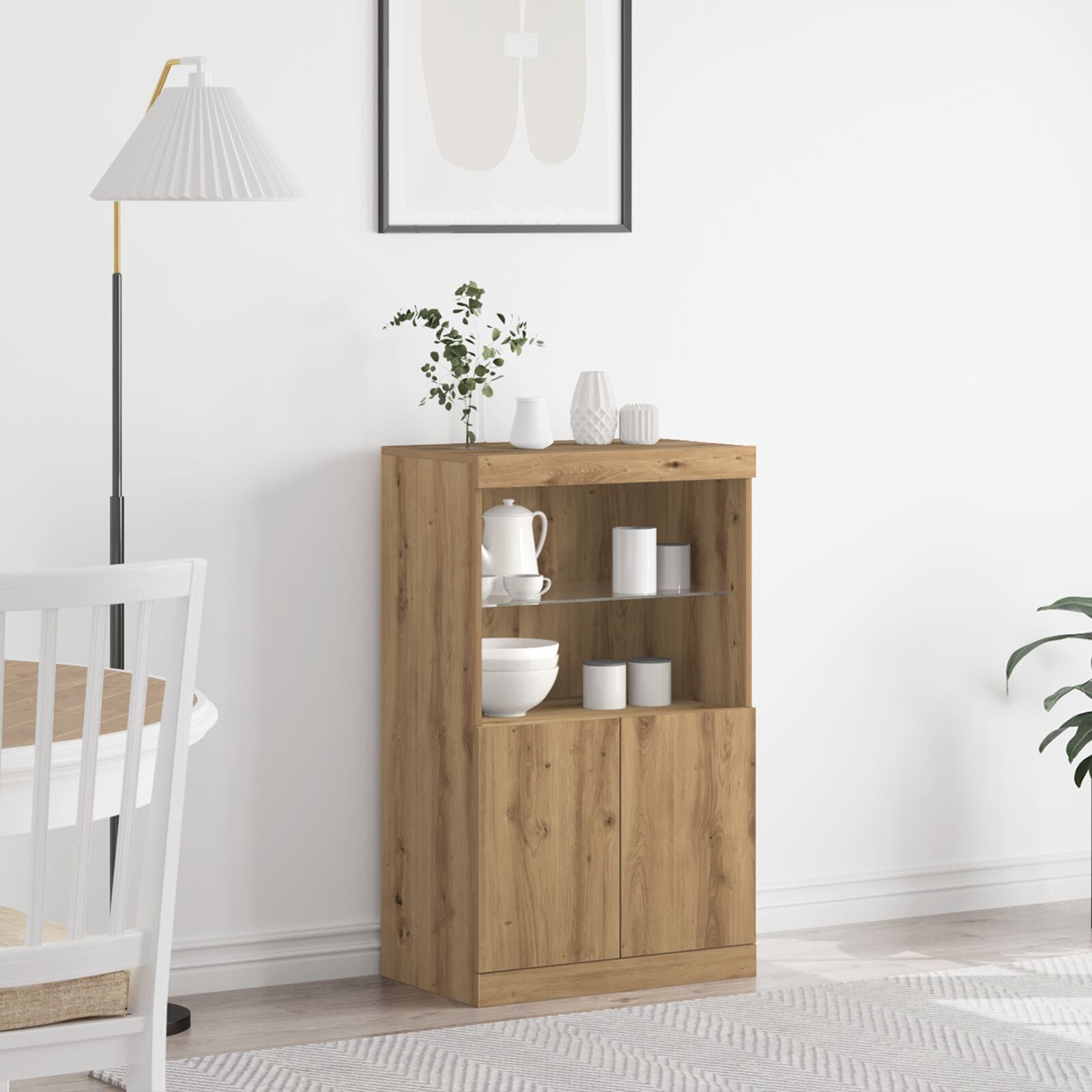 Dressoir Met Led-Verlichting 60X37X100 Cm Artisan eiken