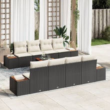 9 Delige Tuin Sofa Set Met Kussens Zwart Poly Rattan Acacia