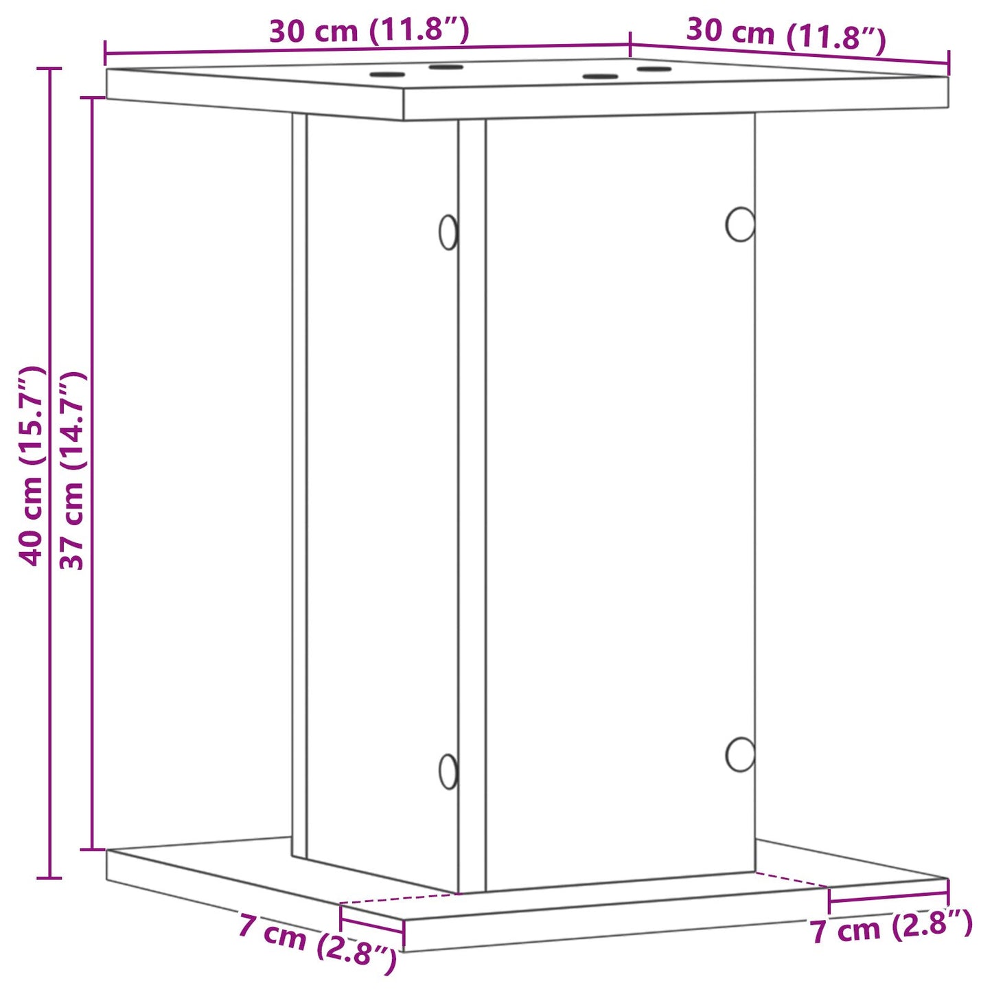 Plantstandaard 2 Stuks Zwart Eiken Engineered Wood 30 x 30 x 40 cm Zwarte eiken