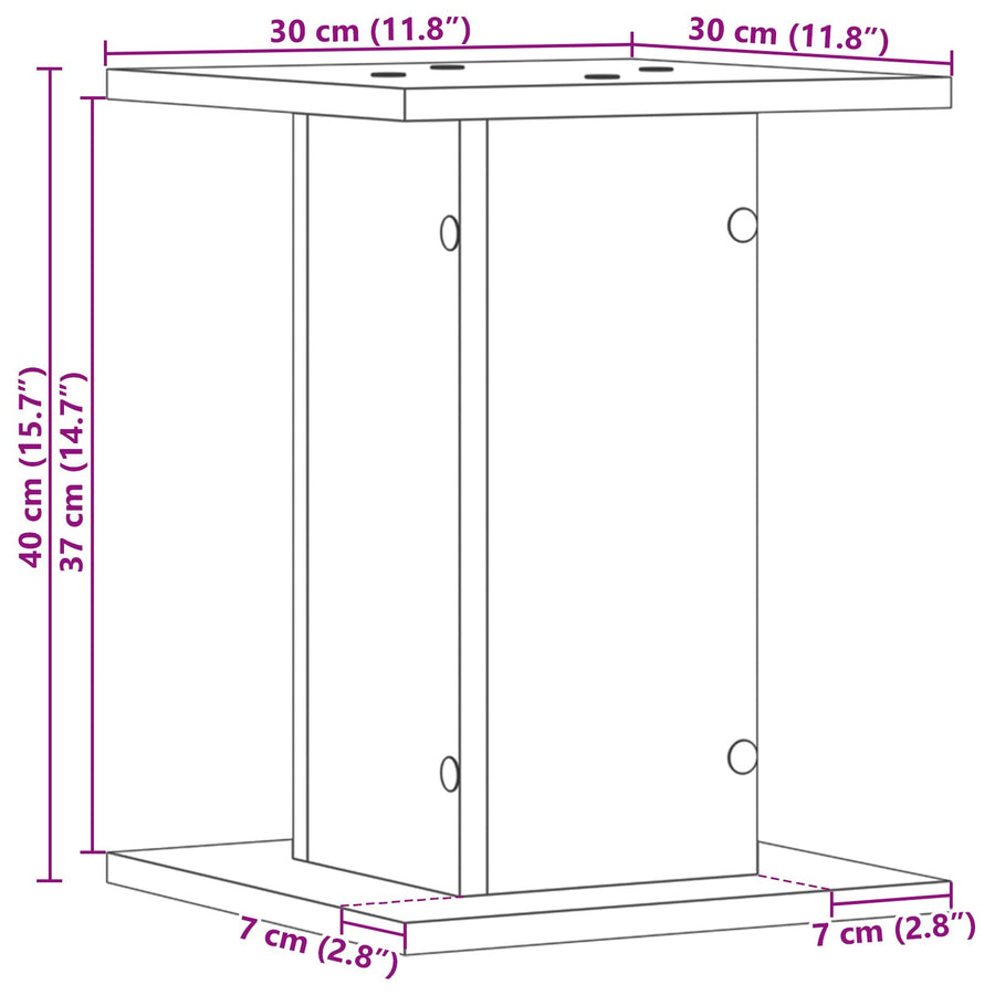 Plantstandaard 2 Stuks Zwart Eiken Engineered Wood 30 x 30 x 40 cm Zwarte eiken