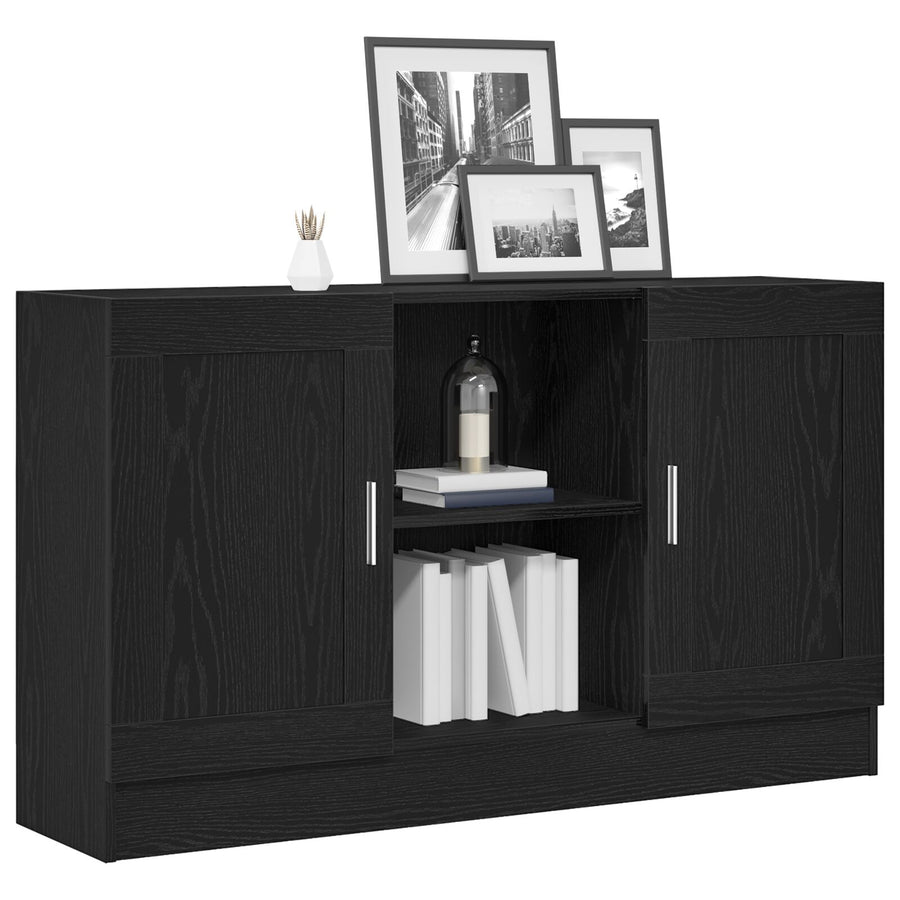 Zwart Eiken Sideboard 120X30,5X70 Cm Van Geengineerd Hout