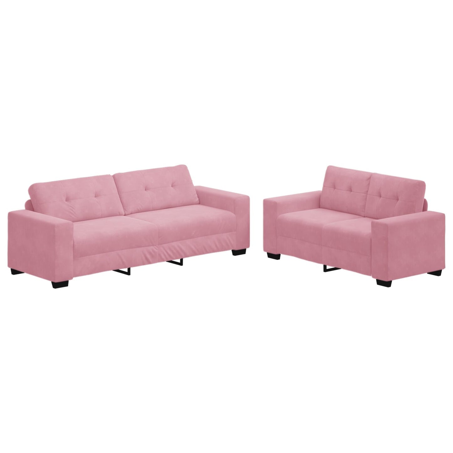2-delige bankset met kussens roze fluweel