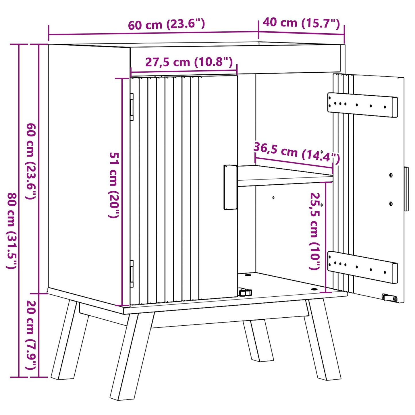 Onderkast 114X43X73,5 Cm Massief Houten Grenen Geel