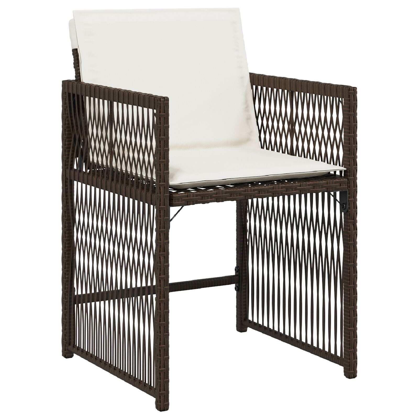 5-Delige Tuin Eettafelset Met Kussens Bruin Poly Rattan
