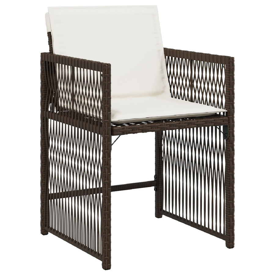 5-Delige Tuin Eettafelset Met Kussens Bruin Poly Rattan