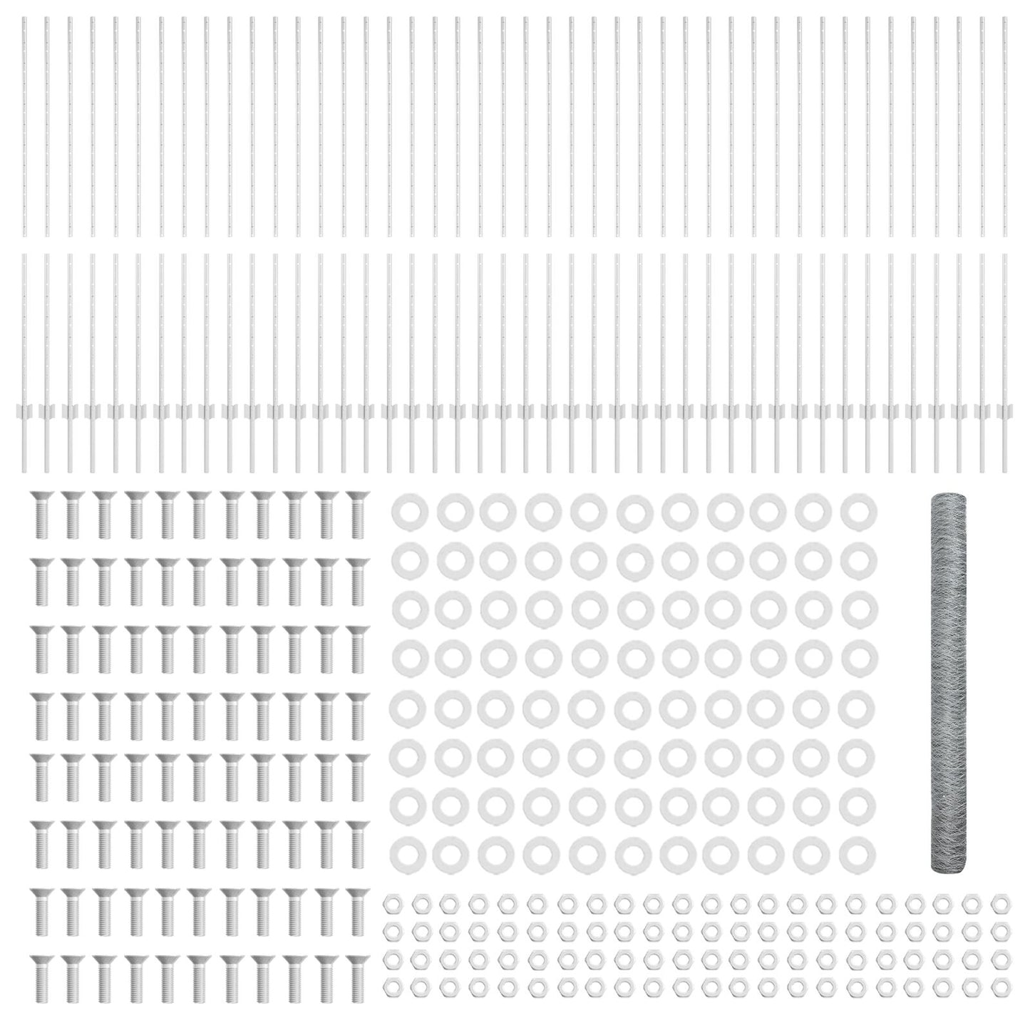 Hekpalen 22 Stuks U-Kanaal 150 Cm Gegalvaniseerd Staal,  Hexagonaal Hek 1.5X100 M Gegalvaniseerd Staal
