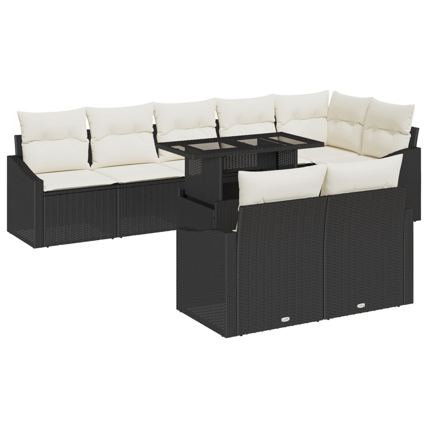 9-Delige Tuin Sofa Set Met Kussens Zwart Poly Rattan
