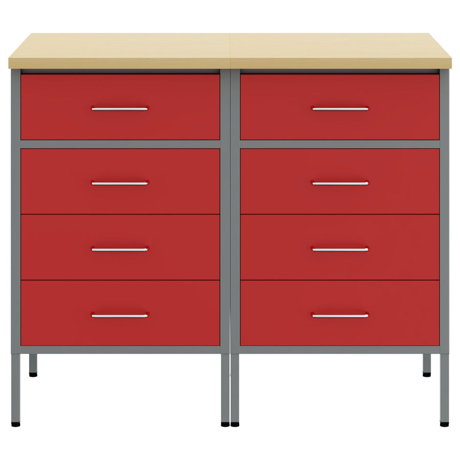 Werkbank 2 Delig En Grijs Geengineerd Hout En Staal 2x (85 cm) Rood 2x kast