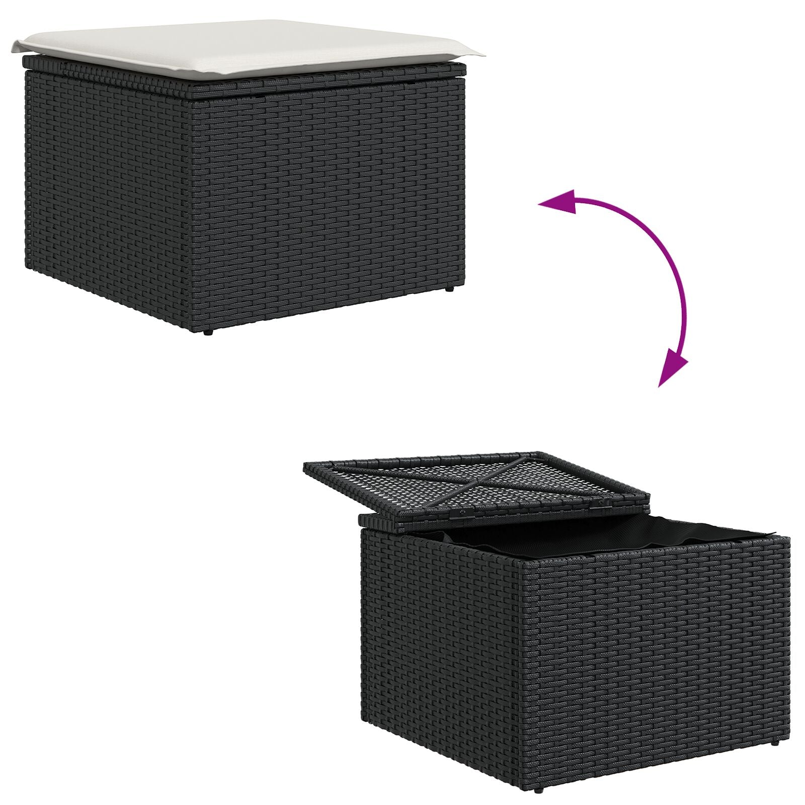 Tuin Sofa Set Set Van 9 Zwart En Crème Rattan En Stof