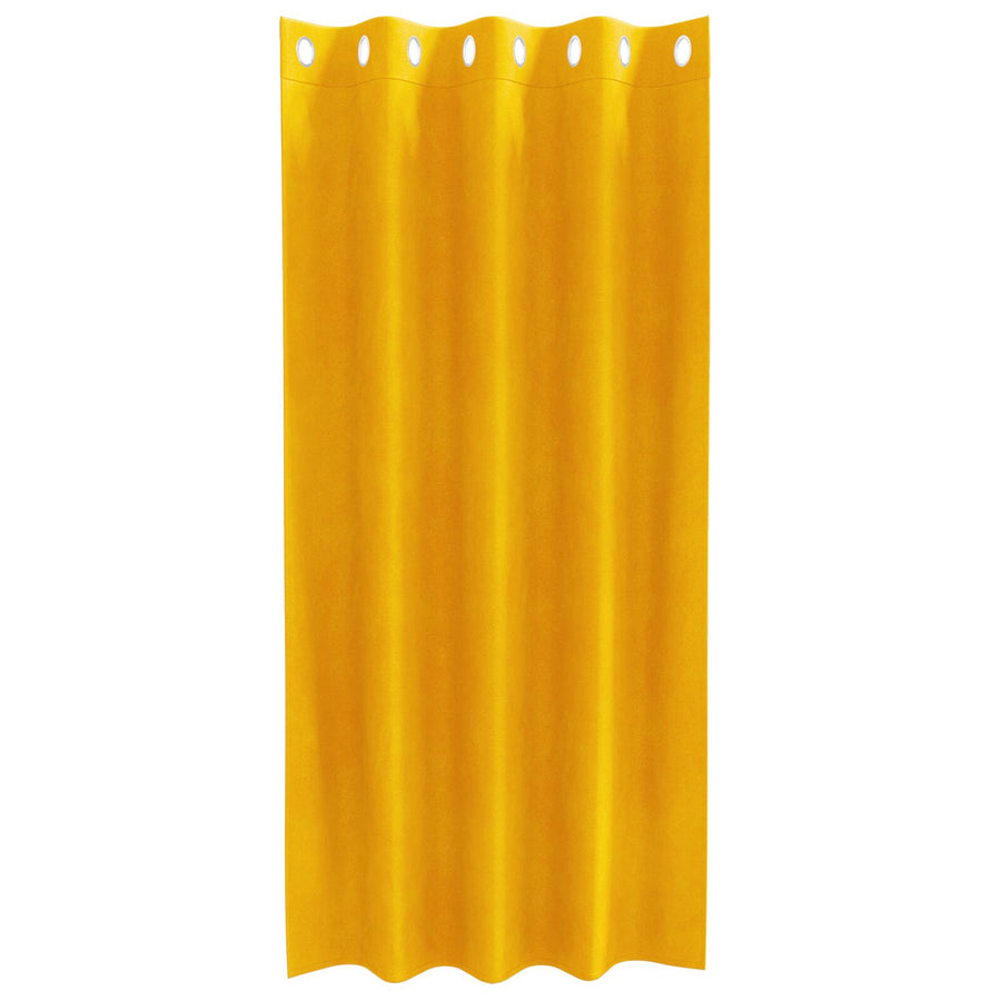 Zwarte Blokkeer Gordijnen Met Ringetjes 2 Stuks Velours Mosterdgeel 140 x 175 cm met oogjes