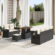 Tuinbankenset poly rattan zwart 4 personen