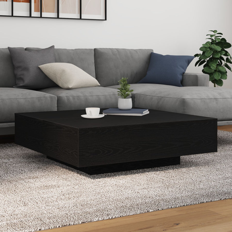 Salontafel Met Led-Verlichting Zwart Eiken 100X100X31 Cm