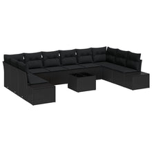 11-Delige Tuinsofa Set Met Kussens Beige Poly Rattan Zwart met tafel