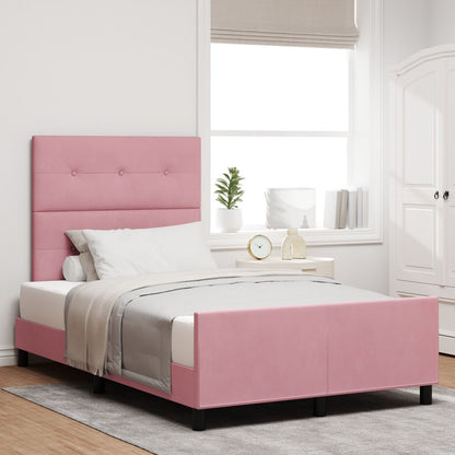 Roze Fluweel Bedframe 120X200 Cm Crème