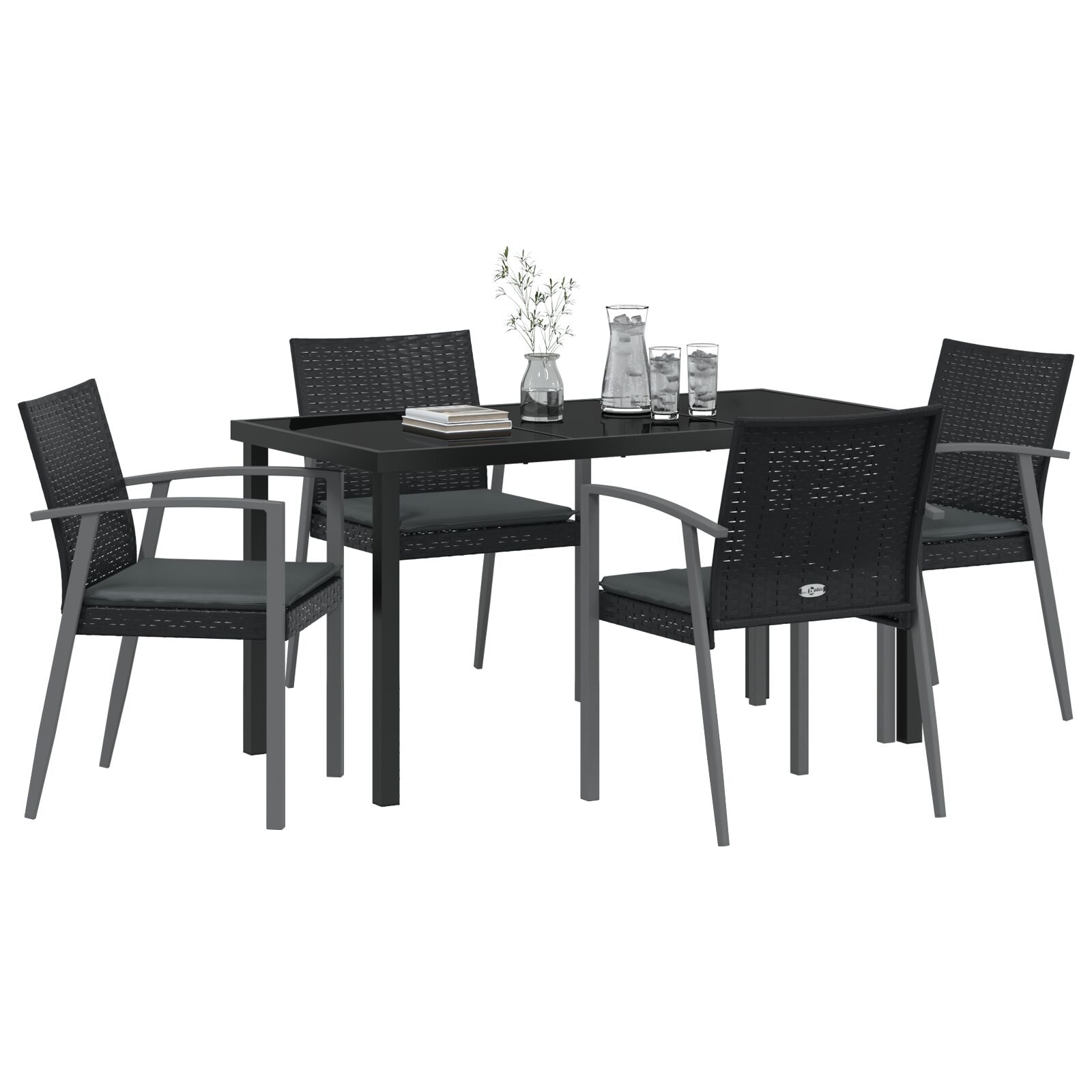 Set Van 3 Zwart Pe Rattan, Staal 56,5X57X83 Cm Duurzaam