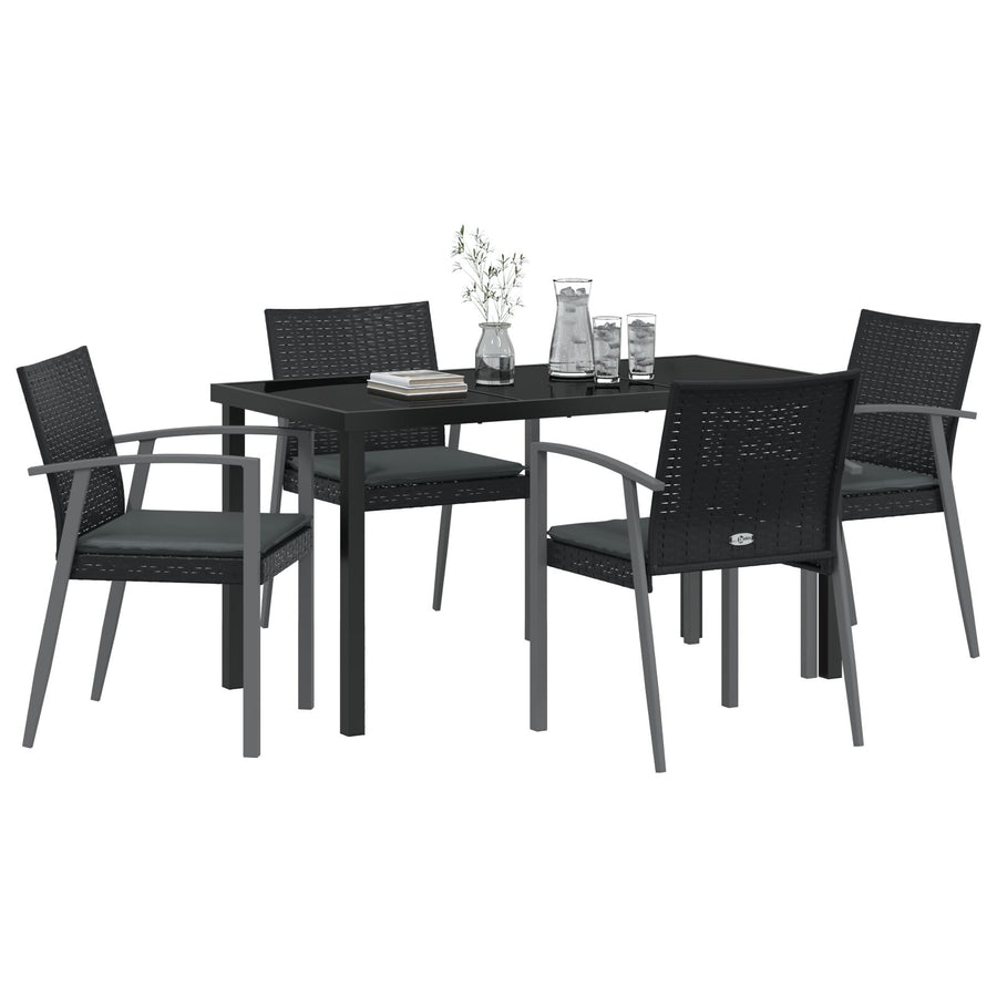 Set Van 3 Zwart Pe Rattan, Staal 56,5X57X83 Cm Duurzaam