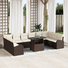 Tuin loungeset 11-delig polyrattan bruin crème