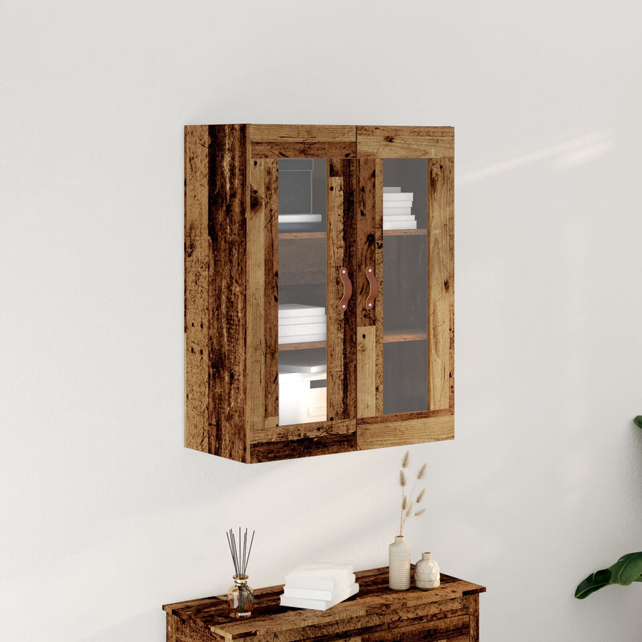 Wandkast Met Glazen Deuren Oud Hout 69,5X34X90 Cm