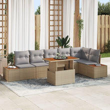 Tuinstoelenset Set Van 7 Beige Rattan Tuinstoelenset