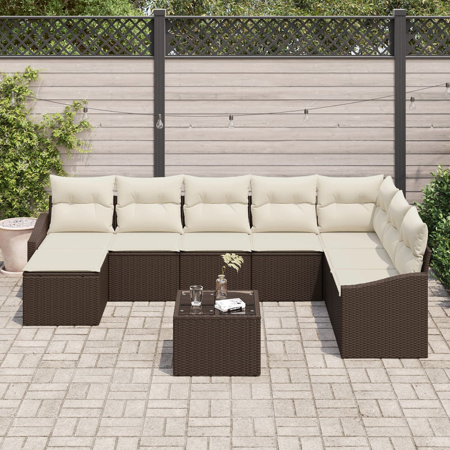 8-Delige Tuinsofa Set Met Kussens Grijs Poly Rattan