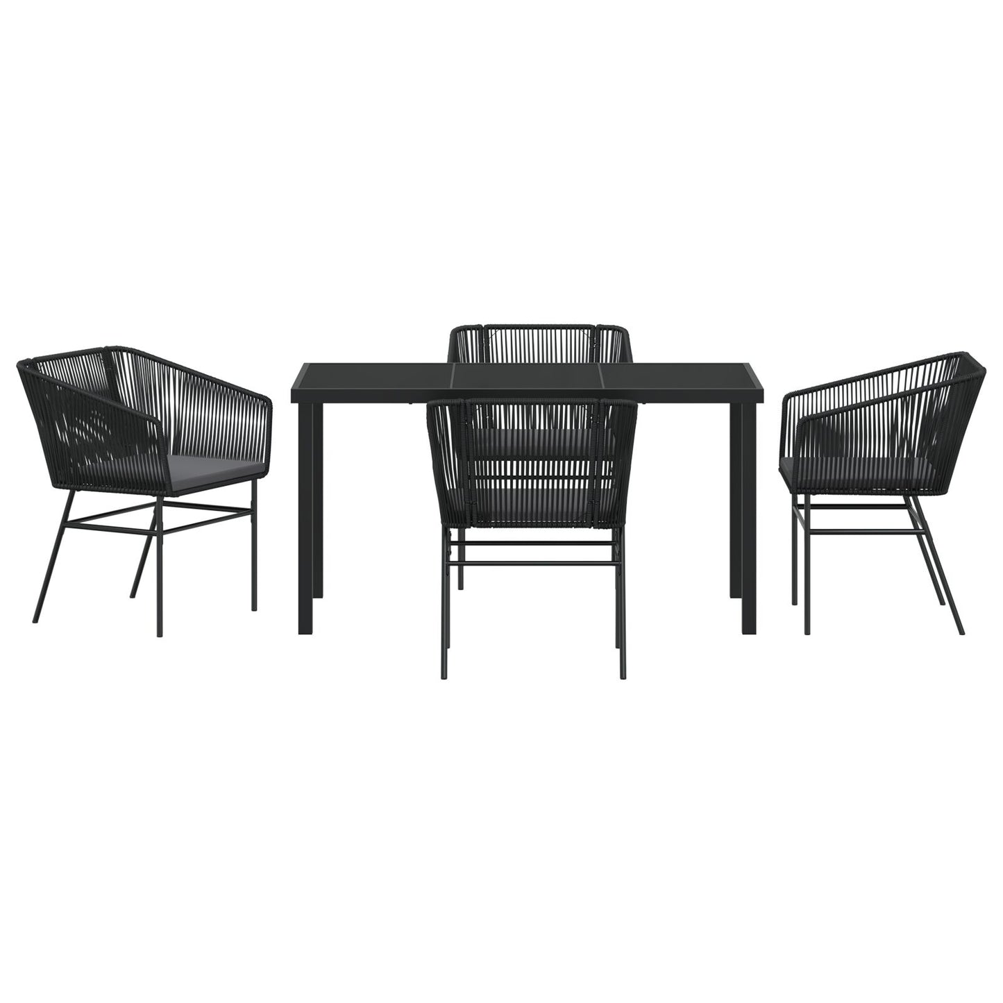 Set Van 3 Zwart Pe Rattan, Poedergecoat Staal Standaard