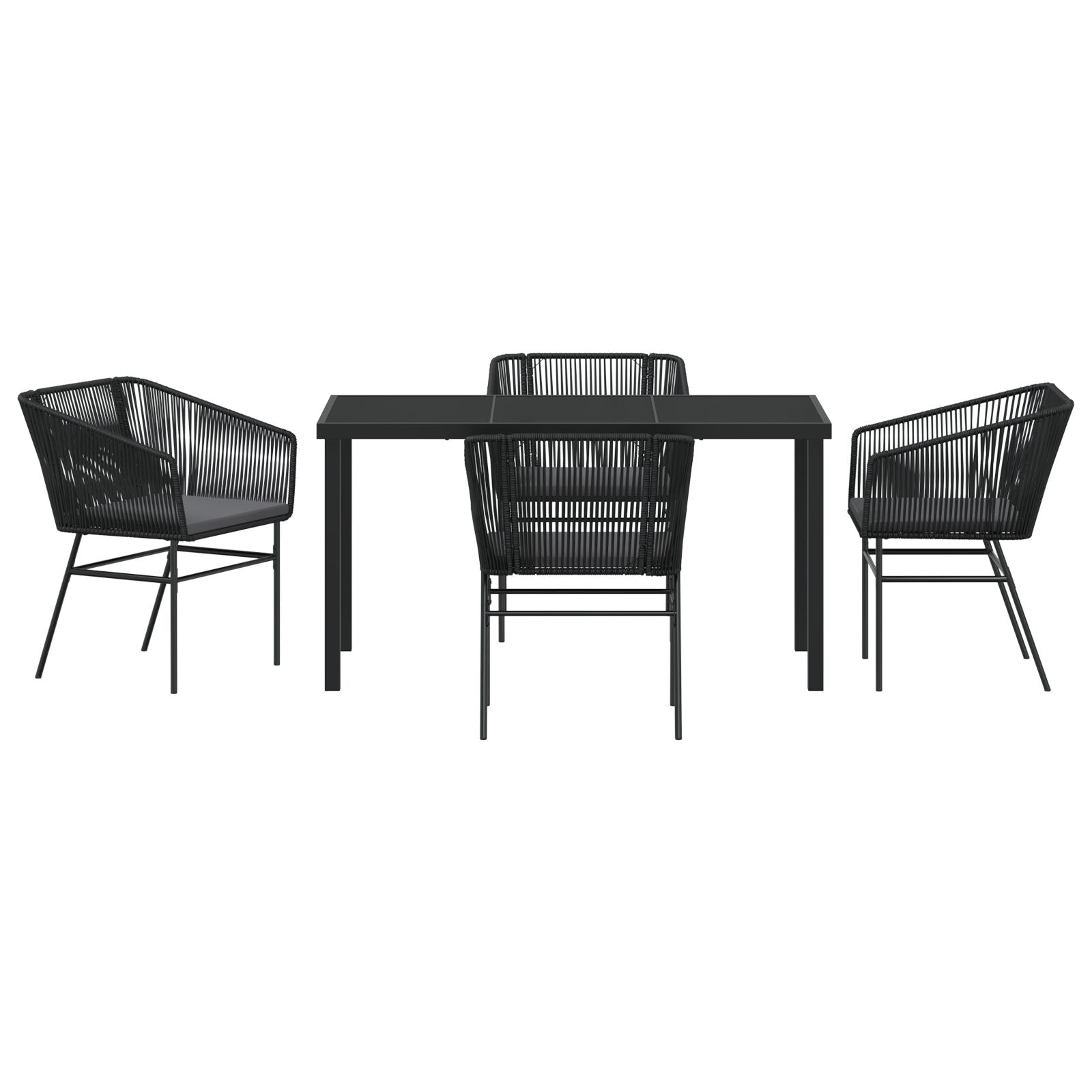 Set Van 3 Zwart Pe Rattan, Poedergecoat Staal Standaard