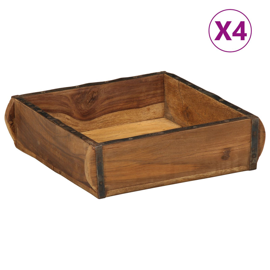 Dienbladen 4 Stuks 31X29X10 Cm Massief Hout Gerecycled 29 x 31 x 10 cm