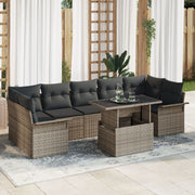 Tuinset poly rattan 8-delig grijs