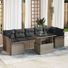 8-Delige Tuin Sofa Set Met Kussens Grijs Poly Rattan