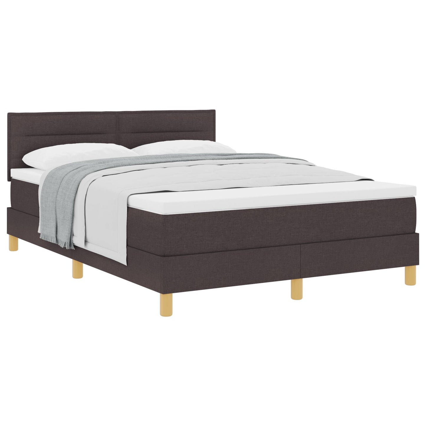 Boxspringbed Met Matras Stof Donkerbruin 160 x 200 cm Lijnen ontwerp