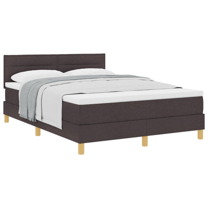 Boxspringbed Met Matras Stof Donkerbruin 160 x 200 cm Lijnen ontwerp