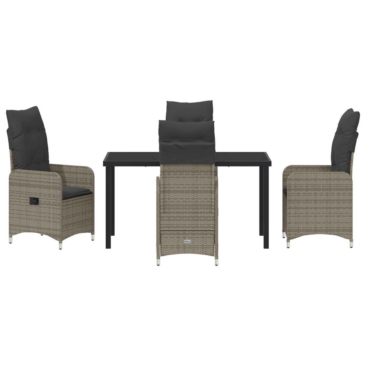 5-Delige Tuin Eetset Met Kussens Grijs Poly Rattan