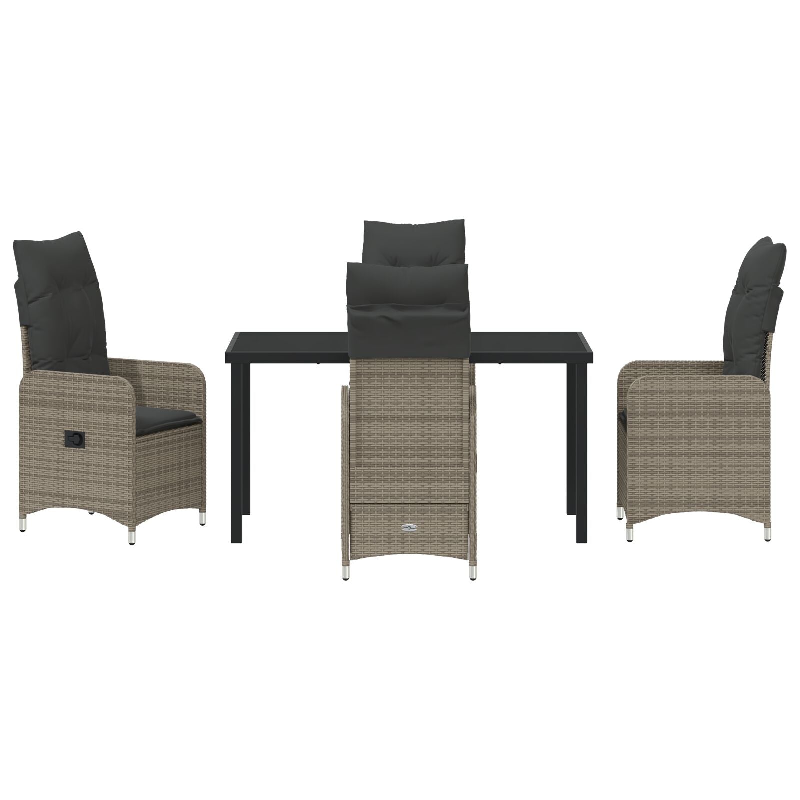 5-Delige Tuin Eetset Met Kussens Grijs Poly Rattan