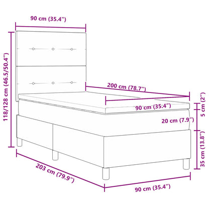 Boxspringbed Met Matras Stof Zwart 90 x 200 cm Knoppen tufted