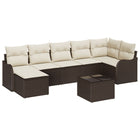 Loungeset poly rattan bruin 6 personen