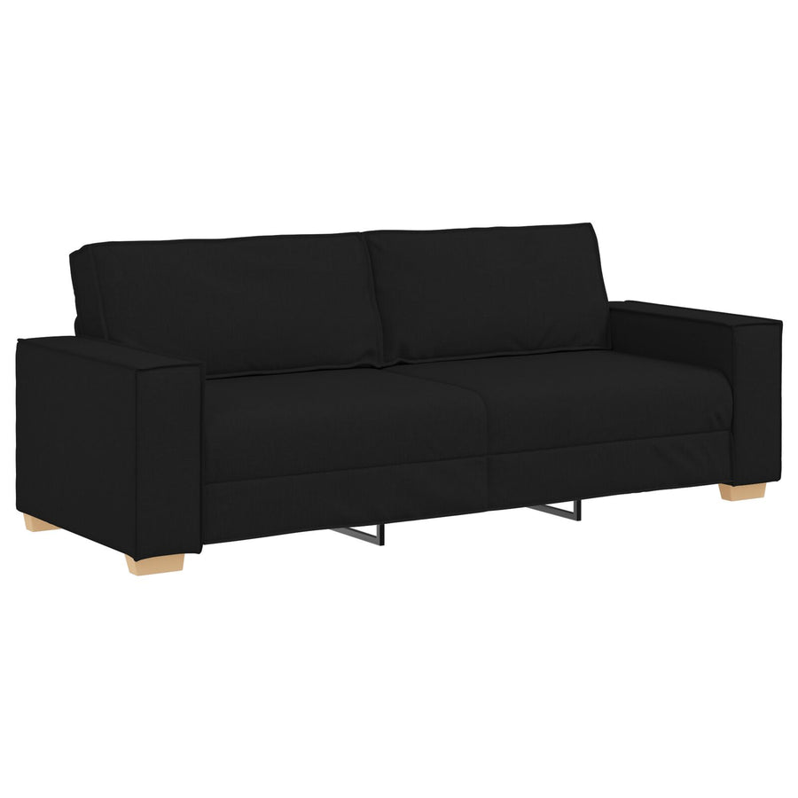 3-Delige Sofaset Met Kussens E Stof Zwart