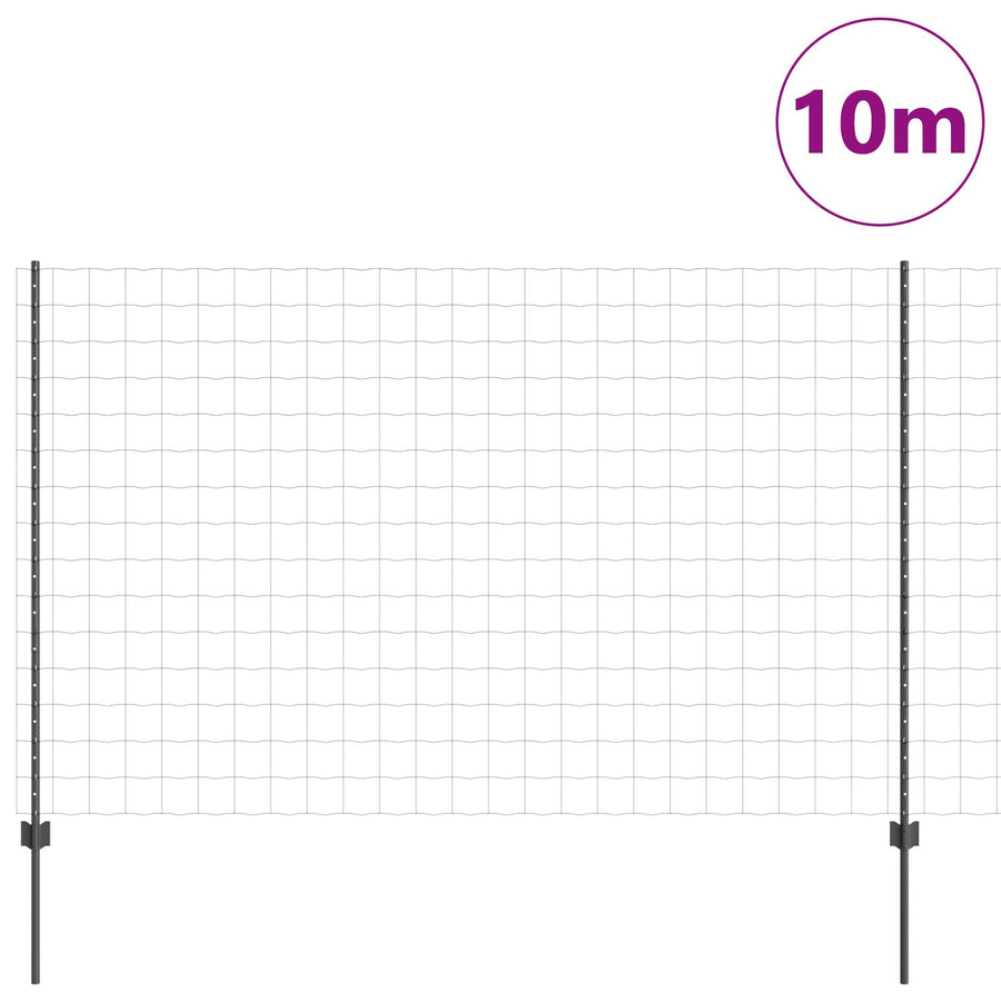 Euro Fence Met 10 U-Posten Grijs 1.6X10 M Staal