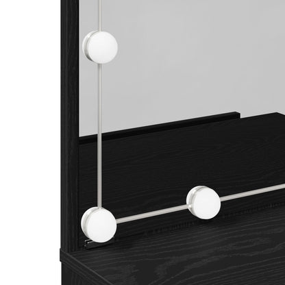 Led Kaptafel In Zwart Eiken, 60X40X140 Cm, Gemaakt Van Bewerkt Hout