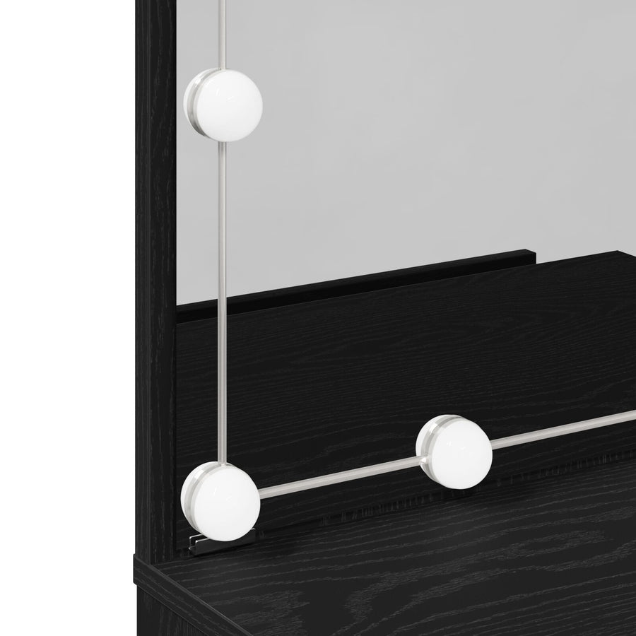 Led Kaptafel In Zwart Eiken, 60X40X140 Cm, Gemaakt Van Bewerkt Hout