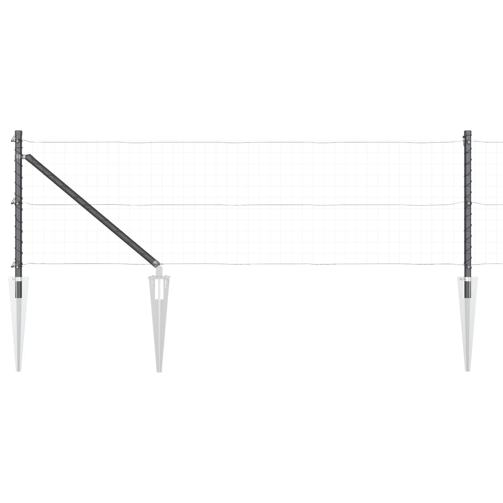 Hekpalen Met Spijker 26 Stuks Ø32 Mm Gegalvaniseerd Staal Grijs 120 cm 26x puntige paal