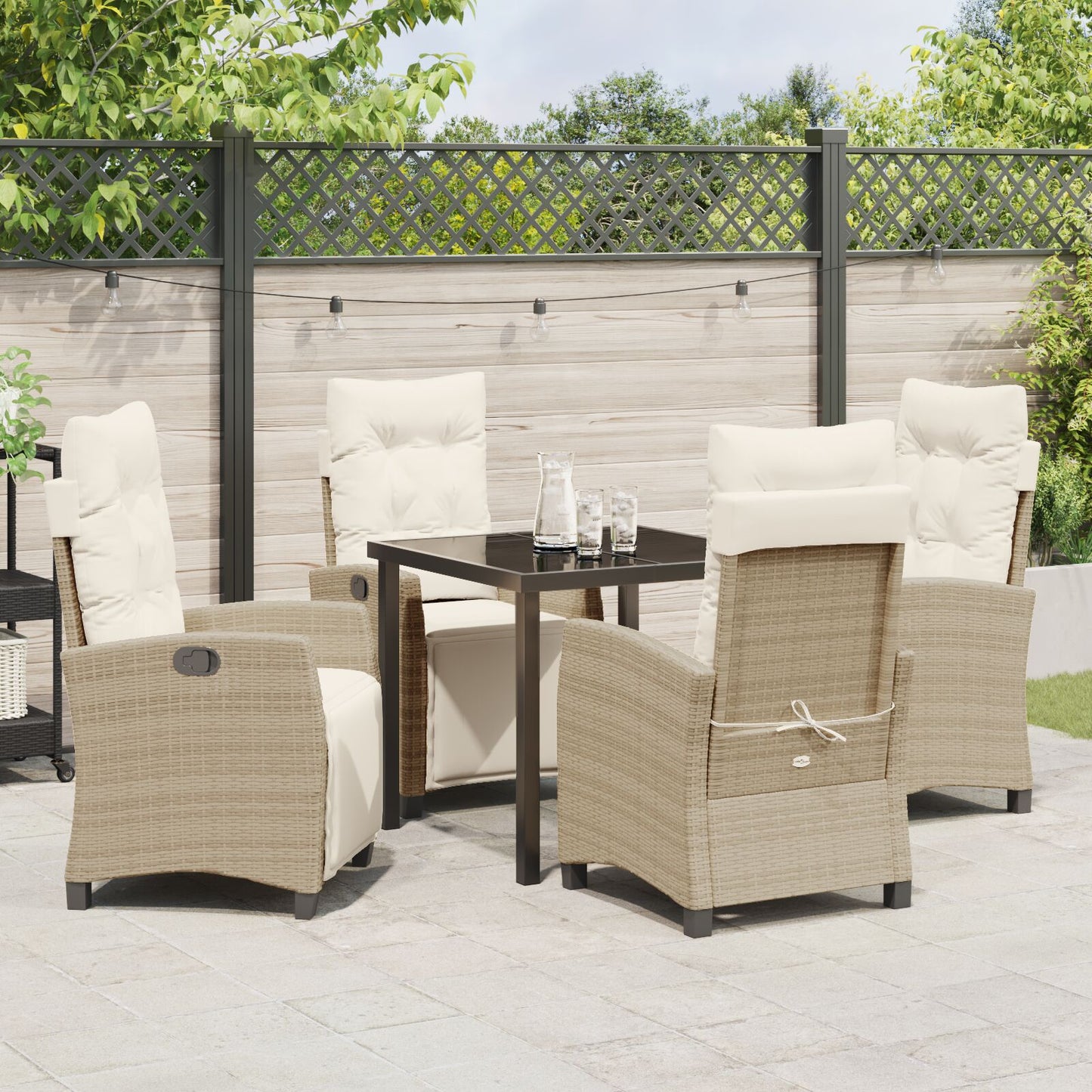 5-Delig Tuin Eetset Beige Poly Rattan