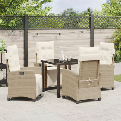 5-Delig Tuin Eetset Beige Poly Rattan