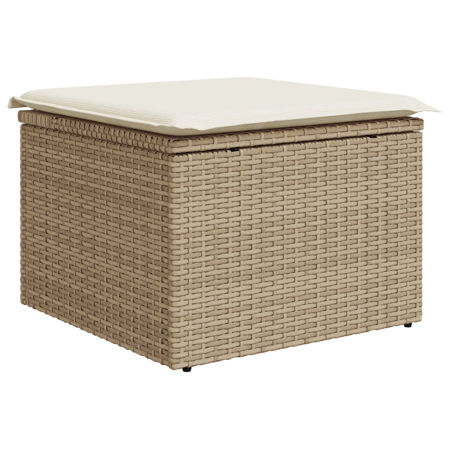 6-Delige Tuin Sofaset Met Kussens Bruin Poly Rattan Beige en wit met tafel