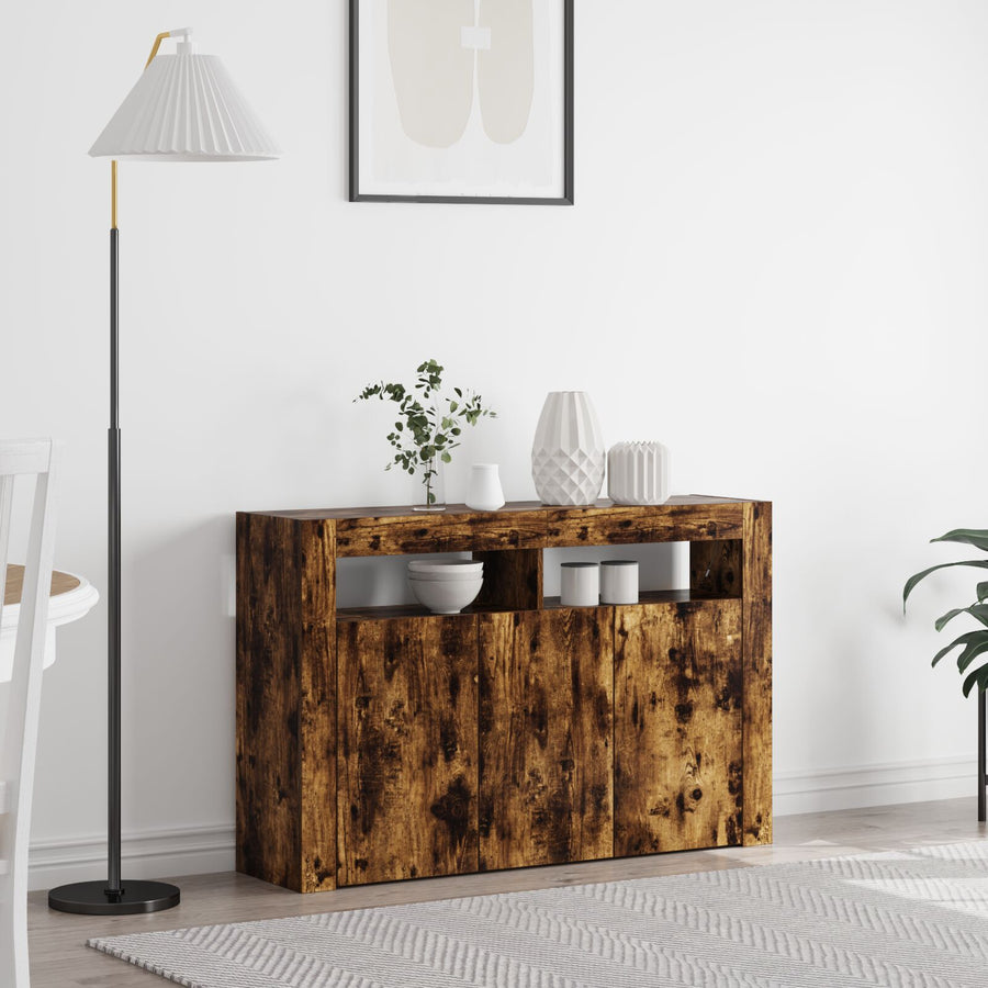 Dressoir Samengesteld Hout 116 X 30 X 75 Cm Gerookt Eiken