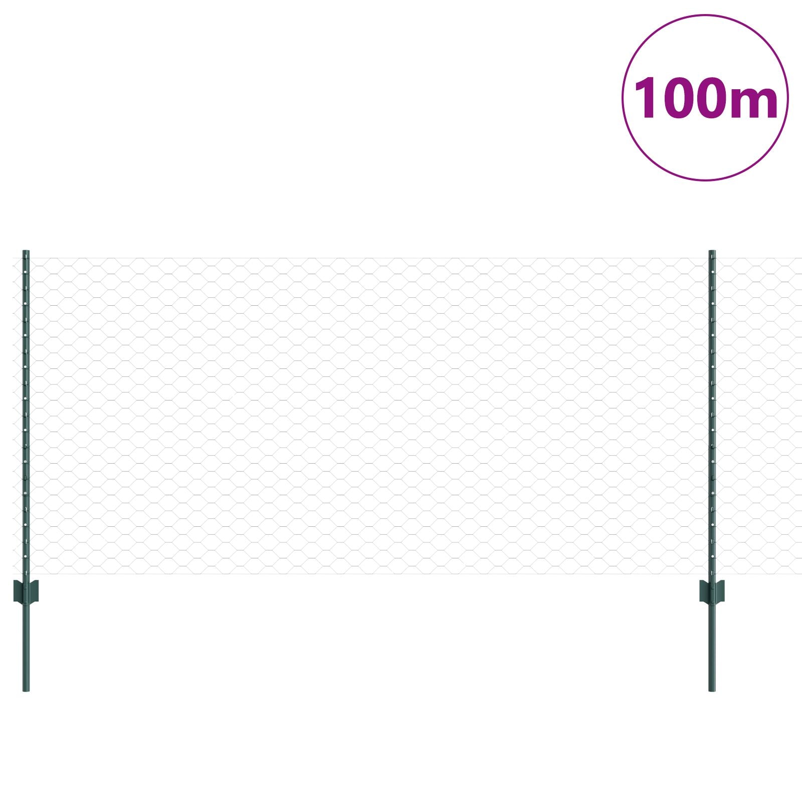 Omheining Posts 11 Stuks U-Channel Groen 100 Cm Staal,  Hexagon Omheining Groen 1X100 M Staal